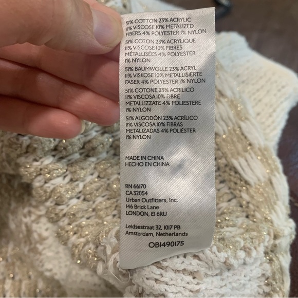 By Anthropologie Elliotte Lurex Sweater Tank Tie Strap Neutral Metallic Size XL - Picture 11 of 13